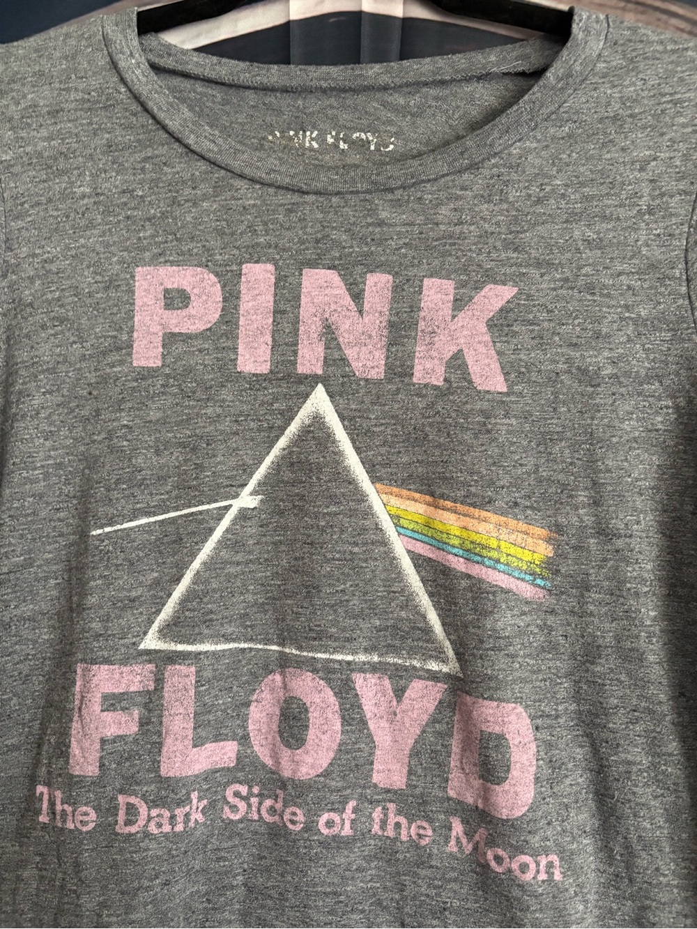 Pink Floyd Gray Tee with Pink Logo and Rainbow Prism - Picture 2 of 3